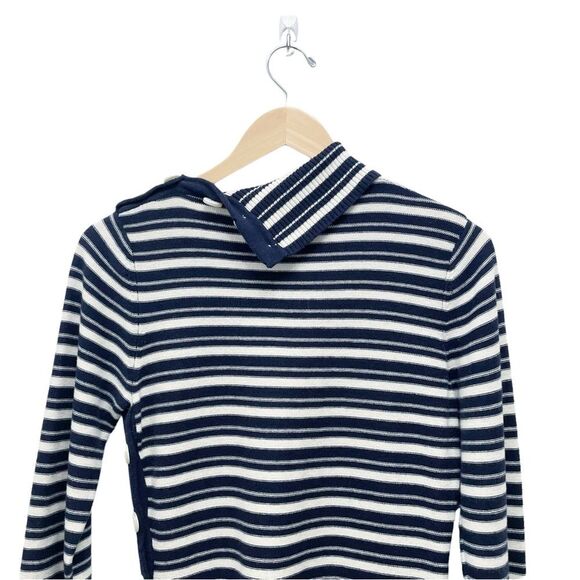 Tracy Reese Cashmere Blend Navy & Ivory Nautical Striped Sweater Size Medium - Picture 9 of 16